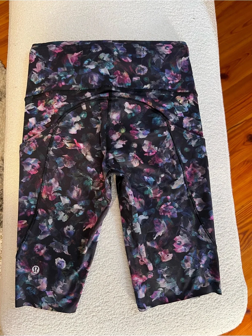 Lululemon High-Waist Floral Bike Shorts - Black Multi